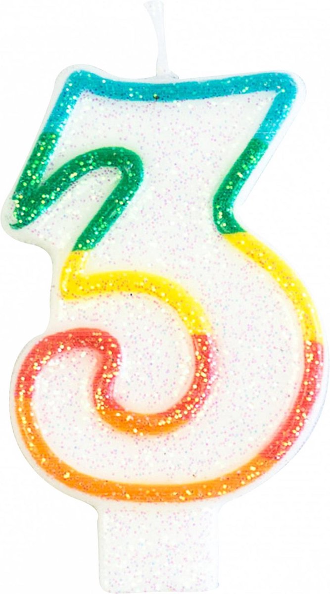 DYNASTRIB - Verjaardagskaars met cijfer 3 - Decoratie > Taartdecoraties